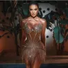 Robe femme Yousef aljasmi Robe de soirée Sweetheart Gold Tassel Gaine Robe courte Labourjoisie Kim kardashian kylie jenner Longueur au sol