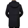 Vinter jacka män tjockna varma män parkas hooded long coat fleece mens jackor outwear vindtäta vadderad parka man 211129