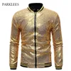 Glänsande Sequins Sparkle Bomber Jacka Män Est Guld Glitter Striped Zipper Mens Jackor och Coats Party Dance Show Kläder 211217