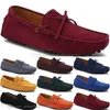 2125 Neue Mode Herren Freizeitschuhe Leder Britischer Stil Frühling Paar Echte Erbsen Peeling Männer Fahren Fauler Mann Überschuhe Outdoor Bequem Atmungsaktiv Schwarz Gelb