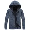 Mäns Jackor Tröja Jacka Män Mens Coat Hooded Koreansk Casual Plush Tjockat Stickat Zipper Fashion