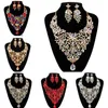 Kolczyki Naszyjnik Oświadczenie Kwiat Kryształ Rhinestone Wisiorek Choker Dla Bridal Kobiety Wedding Party Jewelry Set Afryki Dubaj