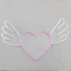 흰색 날개 핑크 하트 로그인 바 KTV 웹 캐스트 배경 벽 장식 LED 네온 빛 12 V 슈퍼 밝은