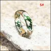 Band Rings Jewelry Handmade Wood Resin Gold Foil Flowers Plants Inside For Women Men Fashion Diy Gift Drop Delivery 2021 Tlooy