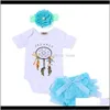 Baby Baby Kids Maternity Drop Levering 2021 Meisjes Kleding Sets 3 Stks Dreamer Printing Tshirt Tutu Korte Mouw Pailletten Shorts Hoofdband Hairba