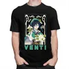 Genshin Impact Venti Tshirt Men Manga curta Lazer camiseta Classic Game Anime T-shirt Slim Fit Cotton Harajuku Tee Merchandise Y0901