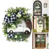 Couronnes de fleurs décoratives, couronne de camion de ferme d'été, dernière façon d'accueillir la porte d'entrée, panneau rond suspendu QJS Shop2252346