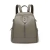 grey leather backpack