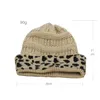 Beanie/Kafatası Kapakları 2022 Kış Leopar Baskı Yün Örgü Beanie Kadın Moda Kırıştırma Şapkası Sıcak Kadın Yumuşak Kırık Hızlı Koruma Kapağı Sarkık Bonnet SK