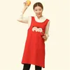 Cute Funny Japanese-style Apron Work Clothes Home Kitchen Cooking Breathable Cotton Waist Pinafore Women 210629