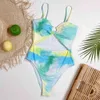 التعادل صبغ طباعة ملابس السباحة النساء ملابس السباحة الإناث قطع ارتداءها monokini bather الاستحمام الدعاوى الصيف شاطئ ارتداء 210521