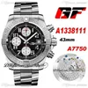 GF A1338111/F564SS A7750 Montre Homme Chronographe Automatique Cadran Noir Argent Subdial Bracelet Acier Inoxydable 2021 Super Edition Puretime A29