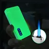 2021 Newest Luminous Gas Inflated Lighters Jet Windproof Arc Plasma USB Chargeable Lighter Metal Torch Electric Butane Pipe Cigar Lighter Smoking Gift