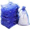 100pcs / lot 메쉬 가방 Organza 결혼식 선물 가방 Drawstring 쥬얼리 목걸이 파우치 재사용 가능한 저장 패키지