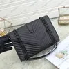 Modekoppling handväskor kvinnor väskor purses äkta läder täcker kontroll v ränder kedjor 25 cm 30 cm crossbody väska kvinna axel hand266l