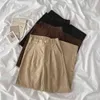 Cabana de cintura alta calças de perna larga calças femininas vintage marrom preto calça sem cinto mulheres casuais harajuku fundos 211216