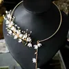 Todo elegante jóias artesanais originais estilo florestal verão natural pérola flor colar banda para mulheres