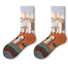 Qisin Kobiety Sock Cartoon Print Creative Fashion Spersonalizowane Nowości Mężczyźni Kobiety Skarpety Zimowe Ciepłe Wygodne Skarpety Bawełniane Getry