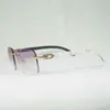 Natuurlijke hout zonnebril mannen zwart wit buffelhoorn vintage randloze vierkante briljet culos gafas accroshir b