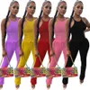 ANJAMANOR solide empilé pantalon costumes deux pièces ensemble Sexy tenues d'été pour les femmes 2021 ensembles assortis articles en gros D13-CH34 Y0625