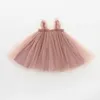 Cute Summer Baby Dress Girls Tulle Tutu Sleeveles Mesh Strap Princess Birthday Party DQ364 Q0716