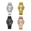 Ladies beobachten Quarzarmband Set White Dial Luxury Frauen sehen einfaches Roségold -Mesh zu