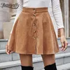 Vintage Corduroy Button Front High Waist Skirt Women Fall Winter Casual Flared Skirts Elegant Ladies Street Wear 210510