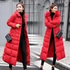 Cotone Solido Tasche complete Cerniere Cappotto lungo femminile Giacca imbottita Parka sottile Giacca a vento calda spessa invernale