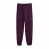 Casual femme violet taille élastique sport pantalon printemps mode dames doux Jogging pantalon filles Chic basique 210515