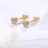 18K Gold 05-1 D Color Moissanite Gemstone Stud Earrings for Women Solid 925 Sterling Silver Solitaire Fine Jewelry