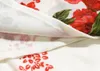 Francuski V Neck Front Szlifierski Czerwony Kwiat Wrap Sukienka Wakacyjna Kobieta Krawata Łuk Koronki W Talii Z Krótkim Rękawem Dresses Vestido 210429