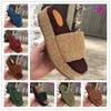 2021 Mode Hoge Kwaliteit Vrouwen Klassieke Slippers Luxe Designer Casual Strand Schoenen Canvas Rubber Antislip Sandalen Grote 35-44