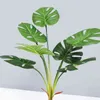 70cm 7 Heads Tropical Tree Large Artificial Plants PU Monstera Fake Palm Leaves Plastic Turtle Leaf For Home Office Garden Decor 211104