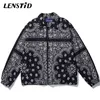 Lenstid Mens 착용 힙합 kandana paisley 패턴 폭격기 재킷 윈드 브레이커 하라주쿠 streetwear 가을 캐주얼 코트 탑 210818