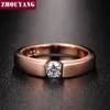 4.5mm hjärtan och pilar Cubic Zirconia Wedding Ring Rose Gold Silver Färg Klassiska fingerringar R400 R406