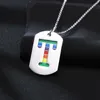 Rainbow Striped Gay Pride ожерелье, двухместный ожерелье для собак в из нержавеющей стали, писем ожерелье, драгоценные изделия радуги