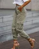 春の女性のプレーンポケットデザイン貨物ズボンストリートシックな緩いジーンズプラスサイズのズボンクールな女の子カジュアル衣装210415