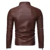 Men's Winter Jackets Casual Stand Collar Motorcycle Men Winter Jacket Zipper Solid Color Long Sleeve Leather Jacket Coat X0621