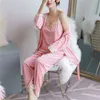 Automne Hiver Chaud Pyjamas Ensemble Femmes Sommeil Profond Or Velours Sexy Homewear Vêtements De Nuit Pyjama s Long Pantalon Robe Chemise De Nuit 211215