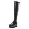 Winter Uda High Boots Kobiety Zipper Platform Platformy Wedge Heel Over The Knee Slim Super Buty Dama Jesień 3-10 210517