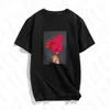 Fotografia sztuka moda sexy kobieta z kwiatem t-shirt kobiet estetyczny kawaii bawełna z krótkim rękawem plus size top tees streetwear y0629