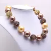 Collares con cuentas de perlas de Color marrón para niñas, collar grueso de diamantes de imitación a la moda para niños, regalo de joyería infantil