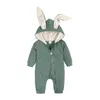 kids Animal Bunny Baby Easter Romper Long Ear Rabbit Hoodie Rompers Jumpsuit with Zipper