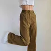 Vintage 90s remendado corduroy calças mulheres moda harajuku y2k e-girl longo cintura alta calças retas calças de outono feminino 210415