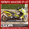 Stampo ad iniezione per YAMAHA T-MAX500 TMAX-500 MAX-500 109No.8 TMAX MAX 500 TMAX500 T MAX500 Giallo Nero 01 02 03 04 05 06 07 XP500 2001 2002 2003 2004 2005 2006 2007 Carenatura