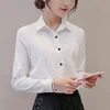 Biboyamall vit blus kvinnor chiffong kontor karriär skjortor mode casual långärmad blouses femme blusa 220122
