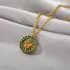 Kedjor unika rund vit zircon roterbara klot halsband för kvinnor män guld rostfritt stål kedja charm hängande halsband smycken 2021