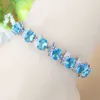 Ensembles de bijoux de mariage de mariée bleu ciel Zircon perles d'eau douce naturelles balancent/boucles d'oreilles/Bracelet/bague femmes Costume H1022