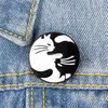 Yinyang Cat hug Brooch pins Love Cute Enamel animal Lapel pin for women men Top dress cosage fashion jewelry will and sandy