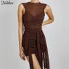 Nibber Chic See-Through Multilayer Cloth Circle Bodycon Dress Women Personality Mesh Streetwear 2021 Club Activity Wild Clothes Y0823